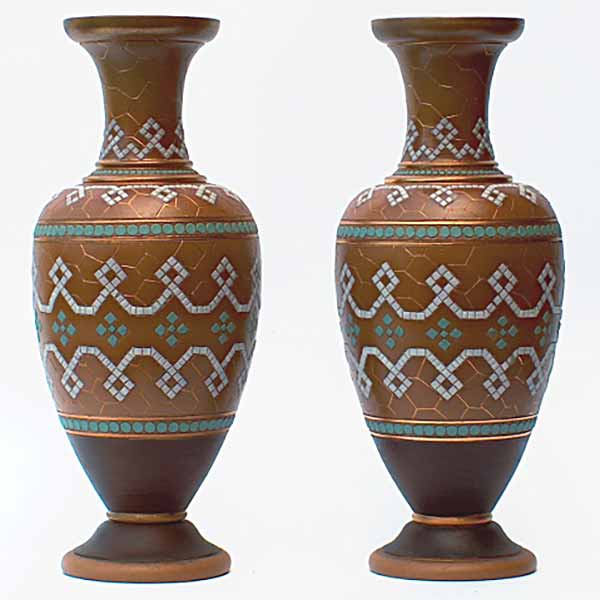 A pair of Doulton Lambeth Siliconware vases by Eliza Simmance