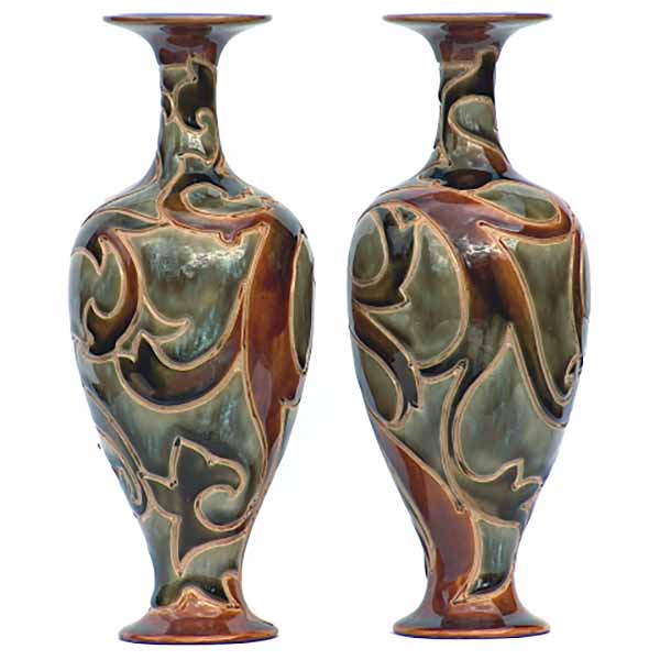 A pair of Royal Doulton 25cm (10in) vases by Mark Marshall