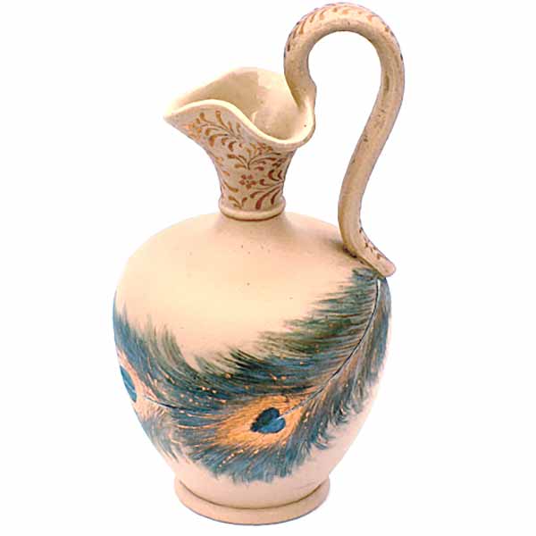 Florence Barlow -  A Doulton Lambeth Silicon ware ewer with a peacocks feather  831