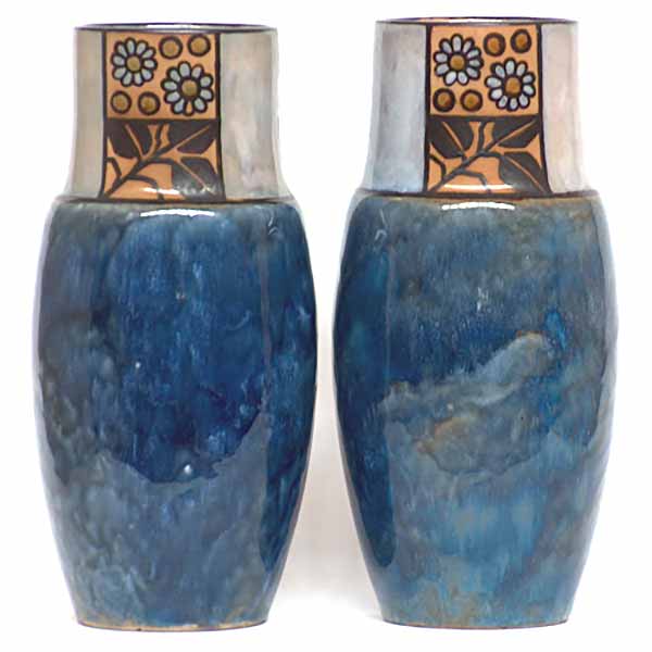 A pair of Royal Doulton stoneware vases by Bessie Newbery - 7903