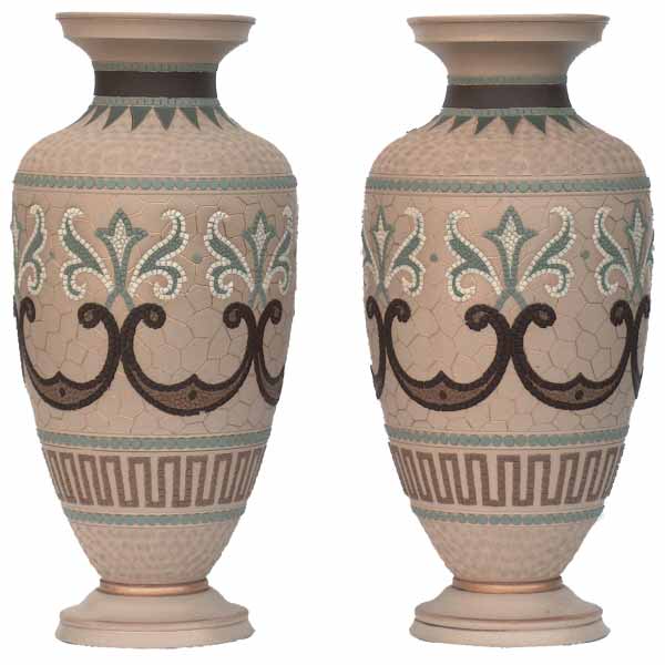 Eliza Simmance - a pair of Doulton Lambeth silicon ware stoneware vases  620