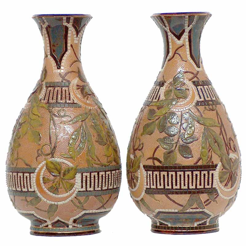 Edith Lupton - a Doulton Lambeth pair of 27cm (10.75in) vases  1