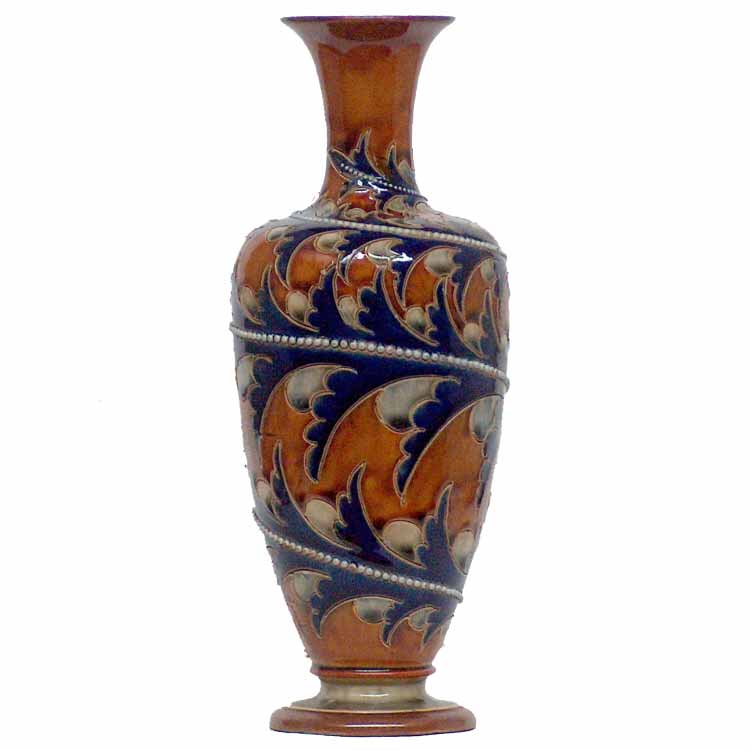 George Tinworth -a Doulton Lambeth 30cm (12in) bats-wing vase