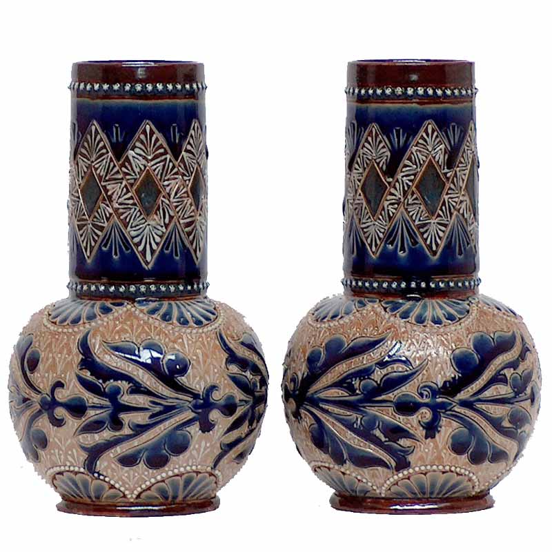 Clara Barker - A Doulton Lambeth pair of 19cm (7.75in) vases  590/591