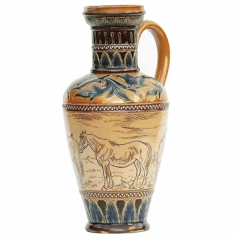 Hannah and Lucy Barlow - A 9in (22cm) Doulton Lambeth ewer - 123
