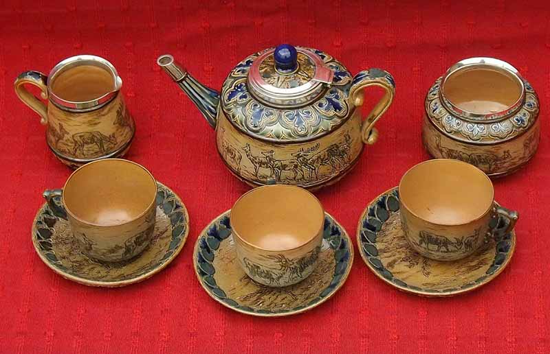 Hannah Barlow - a Doulton Lambeth 6-piece tea set - 682