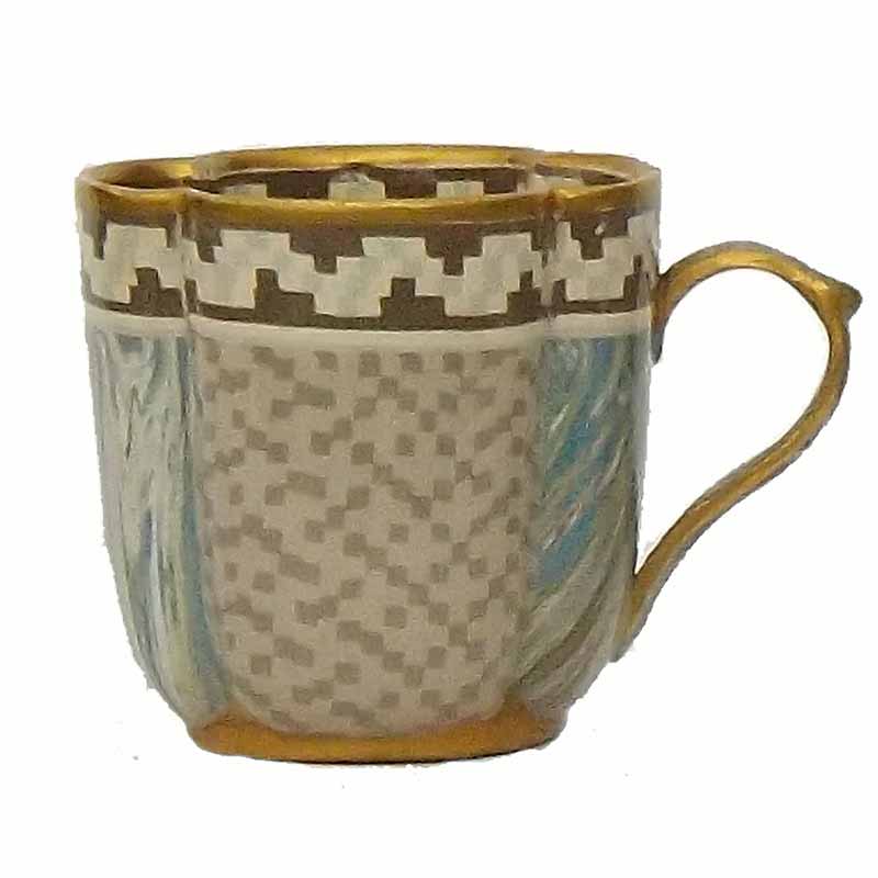 A 2.25in (5.5cm) tall Doulton and Rix Marqueterie ware cup - 632