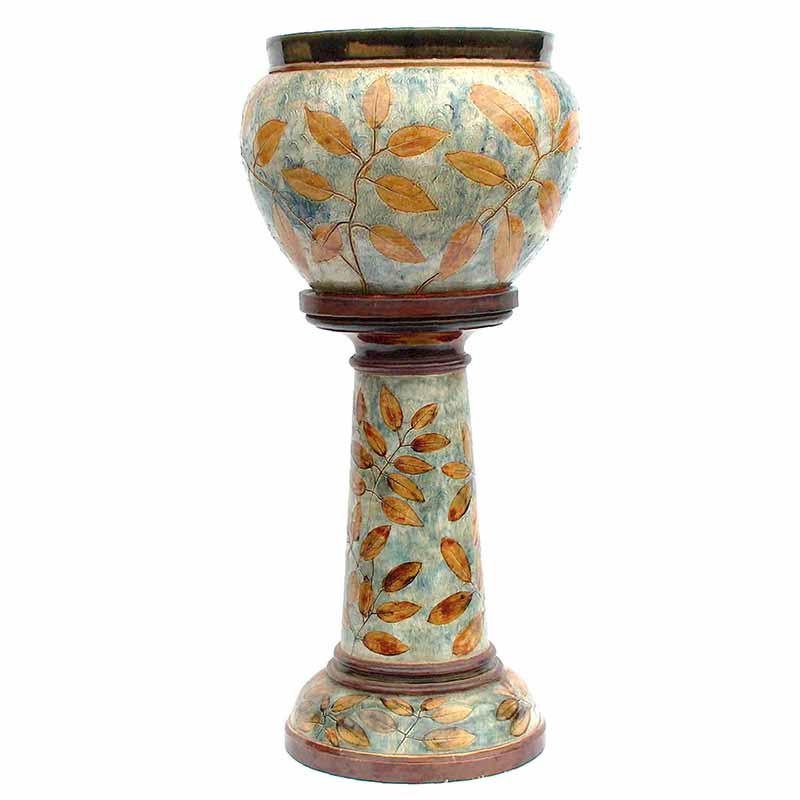 Royal Doulton Art Nouveau stoneware jardiniere on pedestal by Rosina Brown - 7404