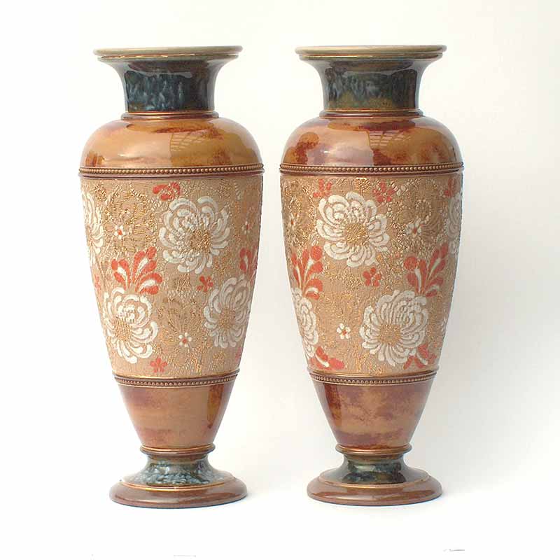Pair of Doulton Lambeth stoneware vases