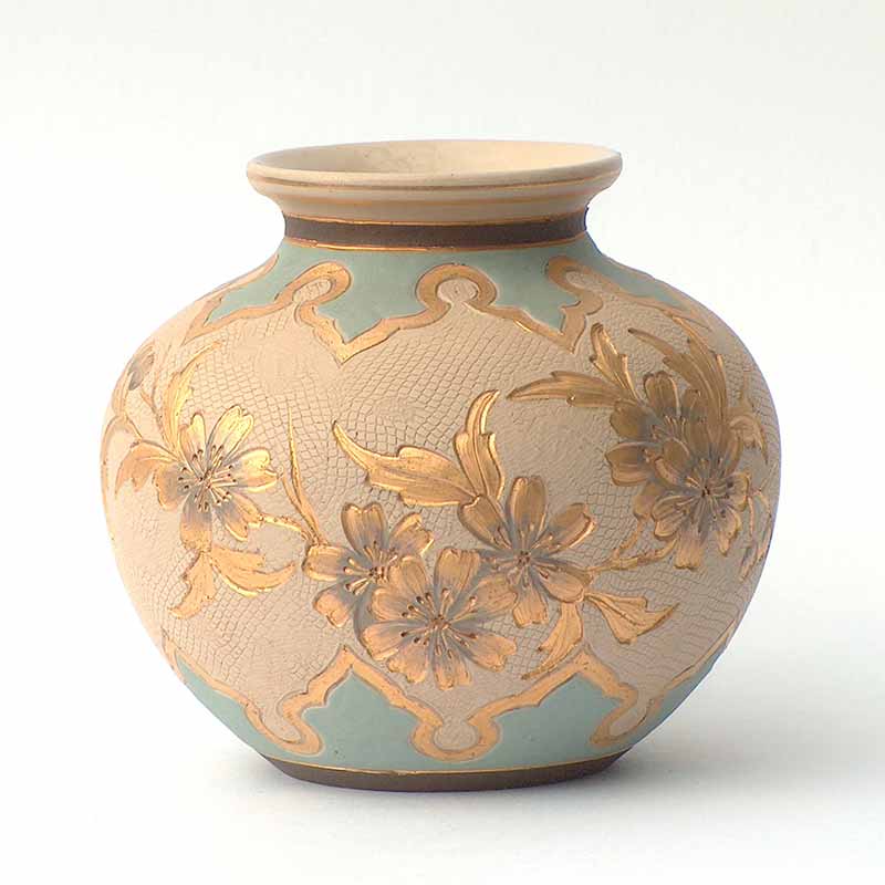 Doulton Lambeth Siliconware Eliza Simmance vase with gilt decoration